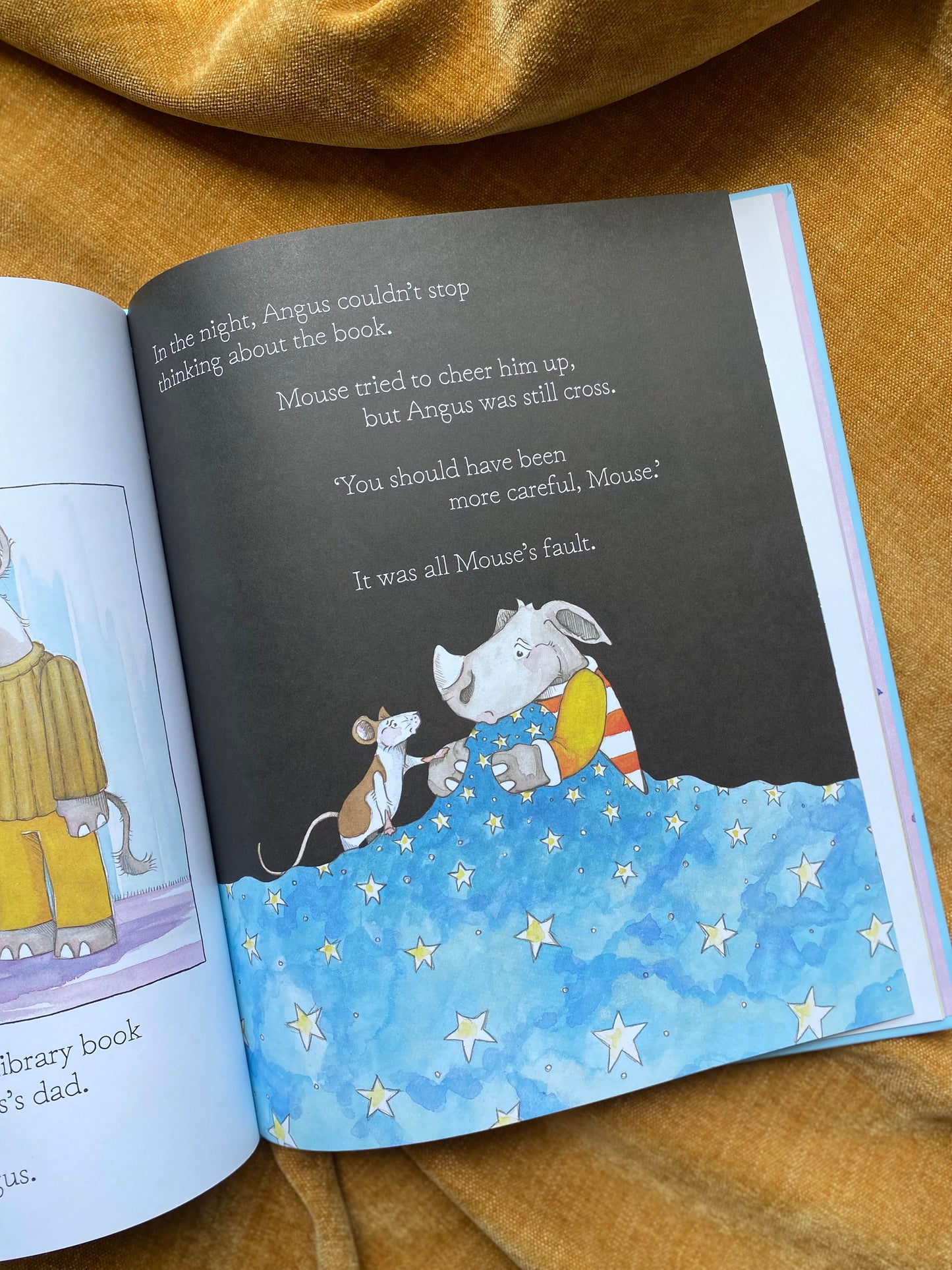 Angus and Mouse read a book